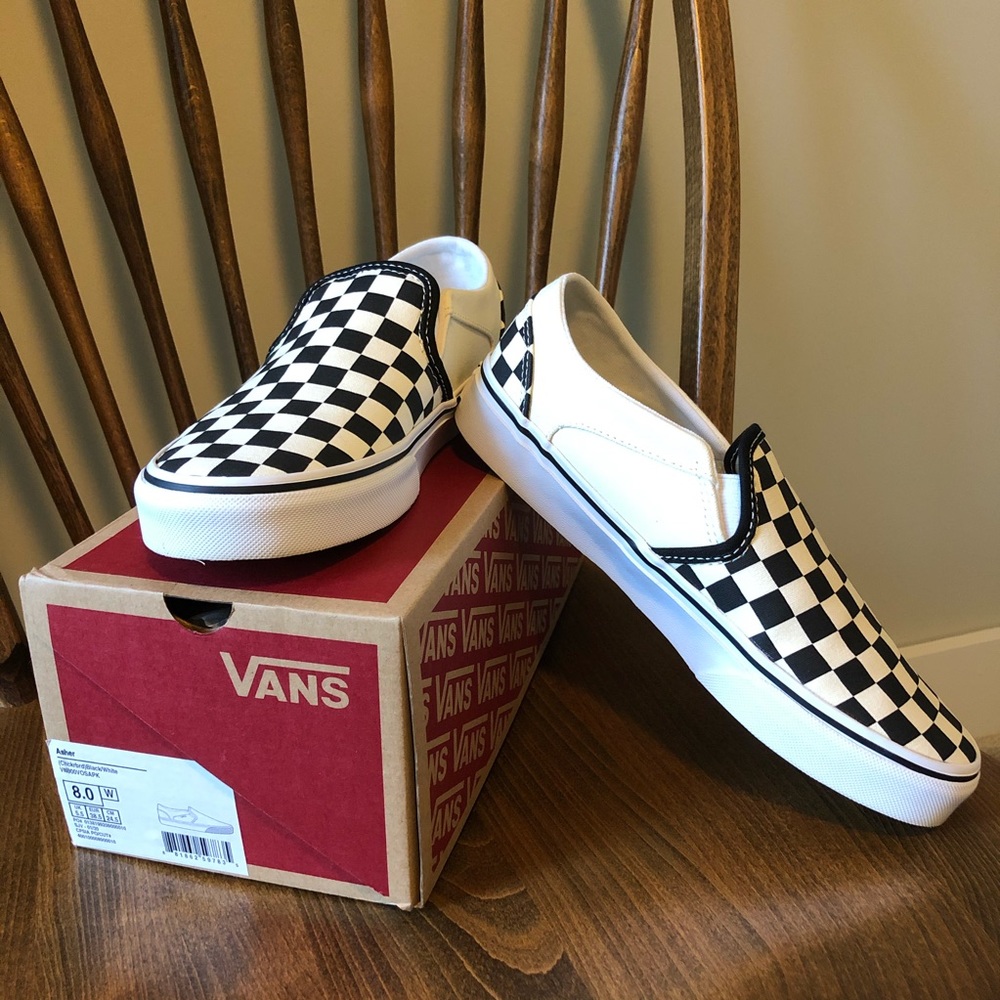 Vans Asher black and white checkerboard sneakers